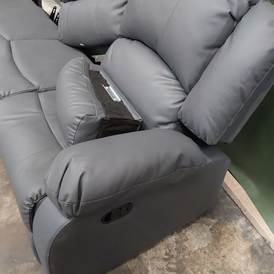TWO TWO SEATER MANUAL RECLINING BASE SECTIONS GREY LEATHER
