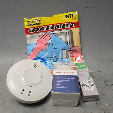 APPROXIMATELY 10 ASSORTED ITEMS TO INCLUDE - WINDOW INSULATION KIT , MOULD CLEANER , SUPER GLUE ETC