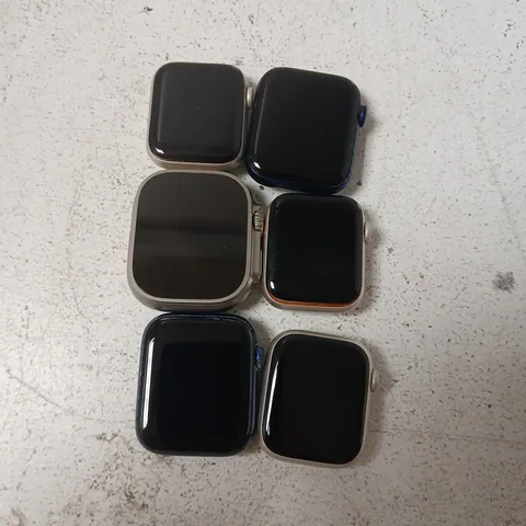 6 ASSORTED SMART WATCH FACES TO INCLUDE APPLE WATCH SERIES 6, APPLE WATCH SE 2, APPLE WATCH ULTRA, ETC