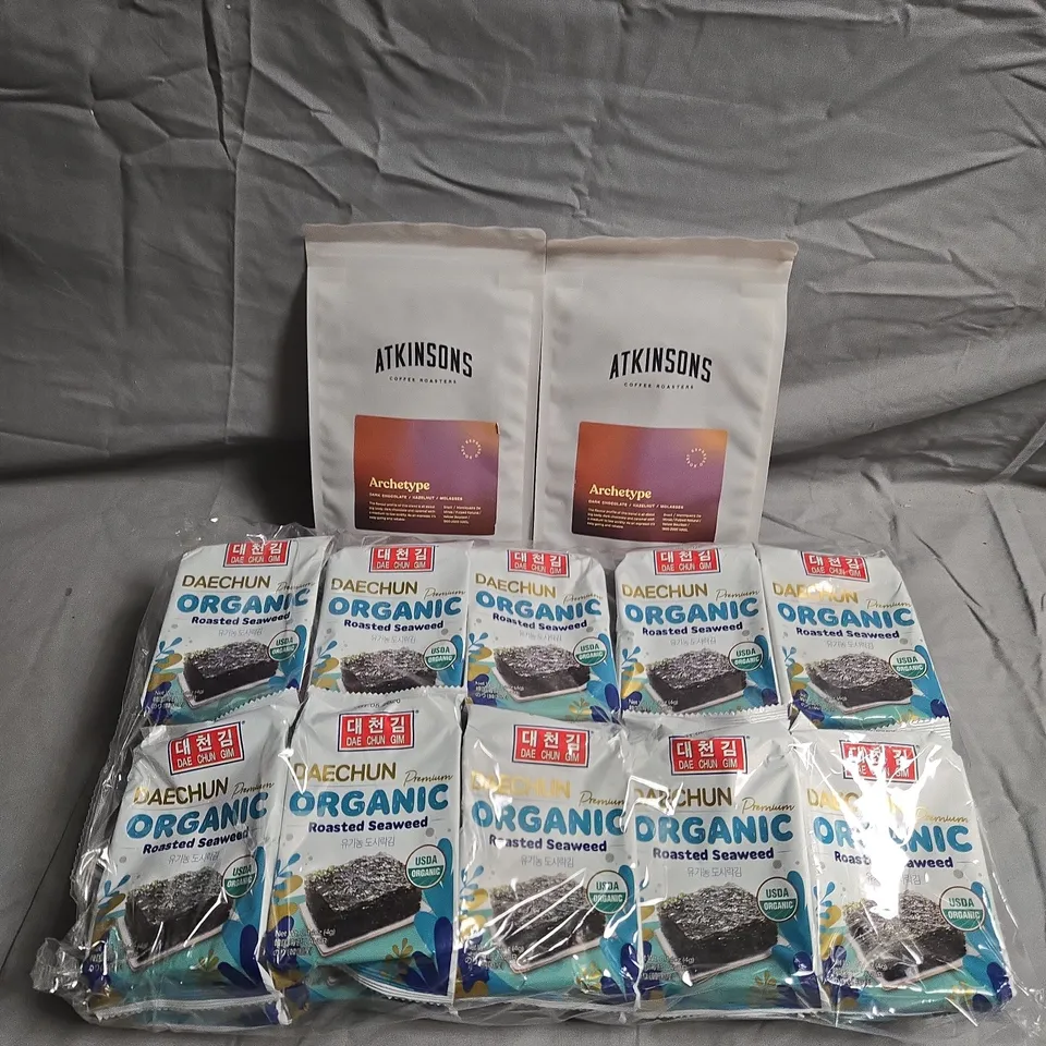 APPROXIMATELY 5 ASSORTED FOOD &DRINK ITEMS TO INCLUDE - ATKINSONS COFFEE AND ROASTED SEAWEED- COLLECTION ONLY