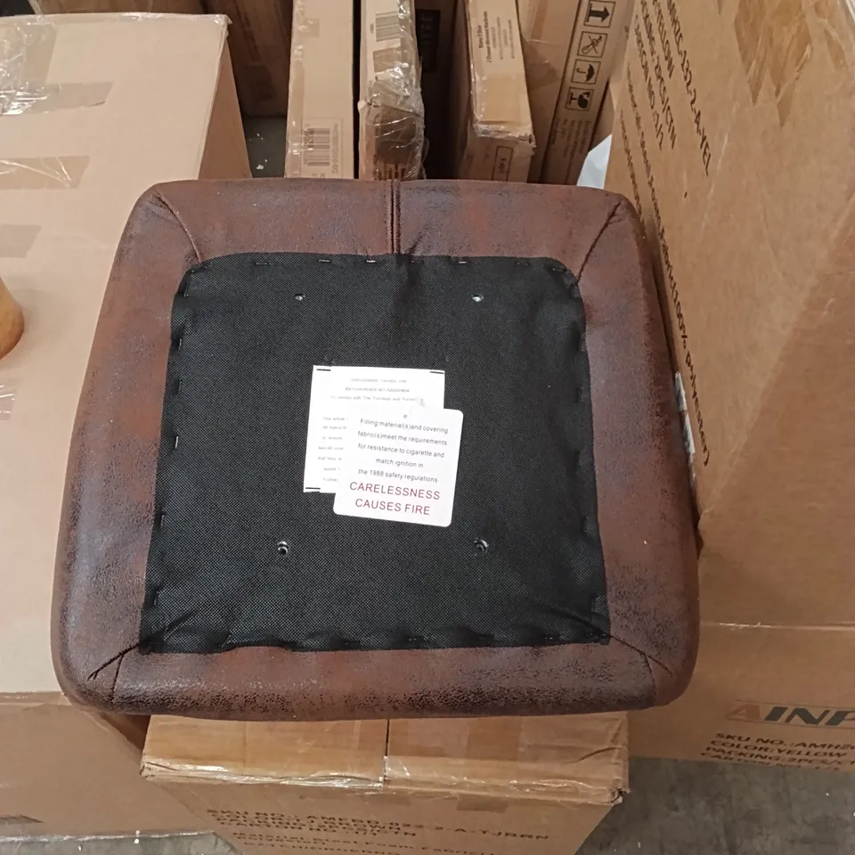 BOXED FAUX LEATHER QUILTED DINING CHAIRS - BROWN (1 BOX)