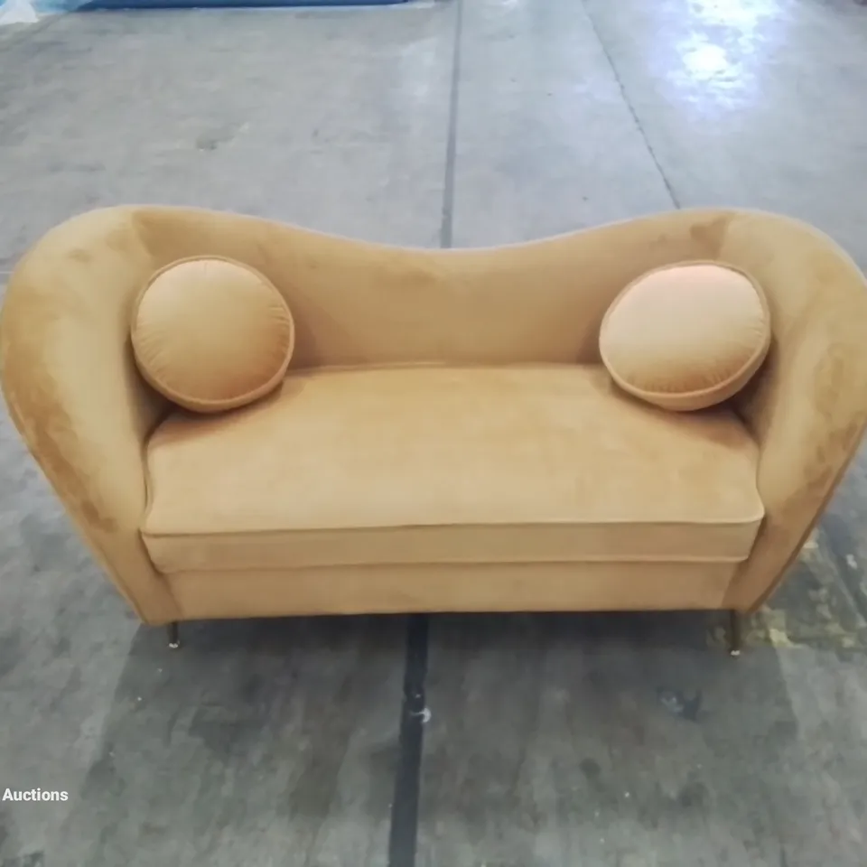 BOXED CASTILO VELVET UPHOLSTERED SOFA IN GOLD