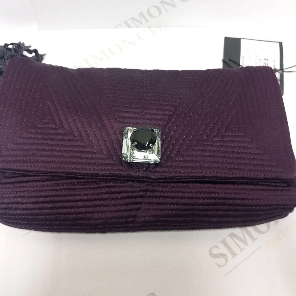 LANVIN PARIS OULOULETTE IN QUILTED SATIN WITH FEATHERS PURPLE