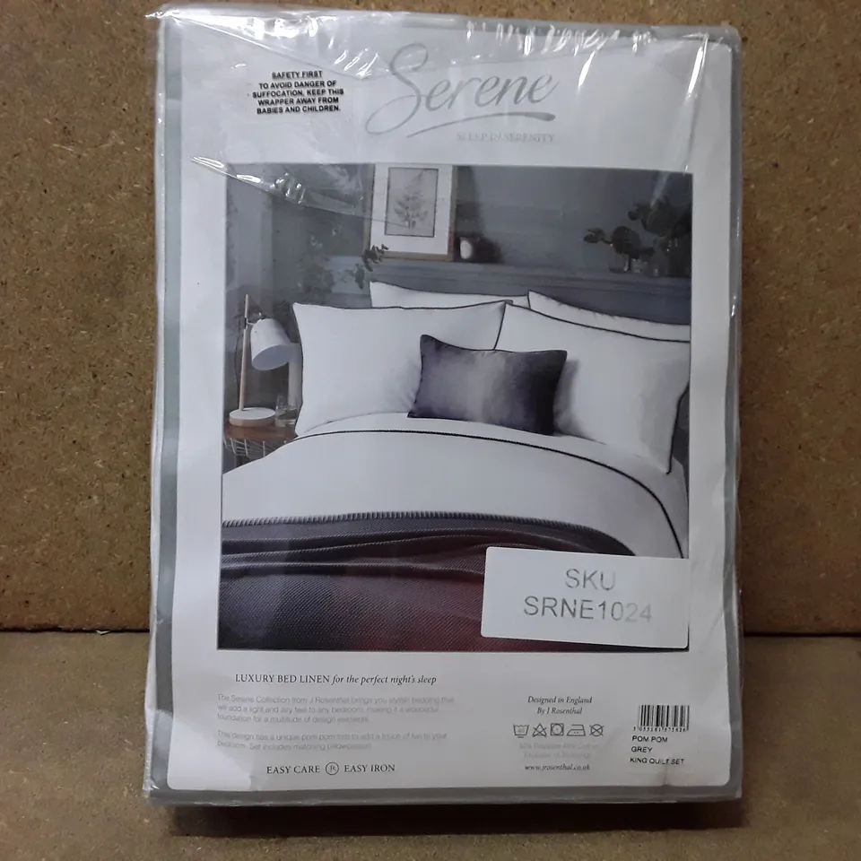 BRAND NEW SERENE DUVET COVER SET - KING SIZE (WHITE)