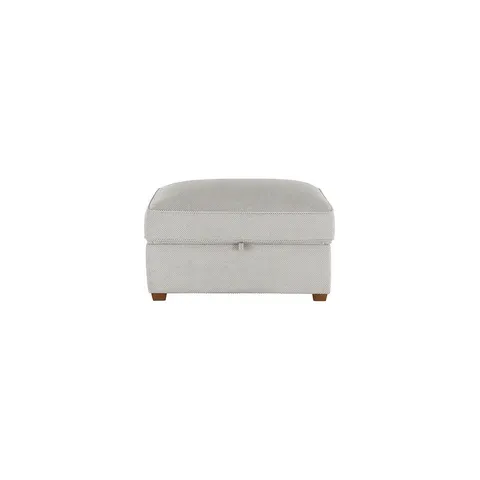 BOXED OAK FURNITURE LAND NEBRASKA LARGE STORAGE FOOTSTOOL IN SILVER FABRIC