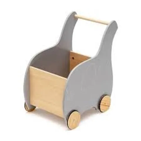 BOXED COSTWAY KIDS WOODEN SHOPPING CART WITH RUBBER WHEELS - GREEN