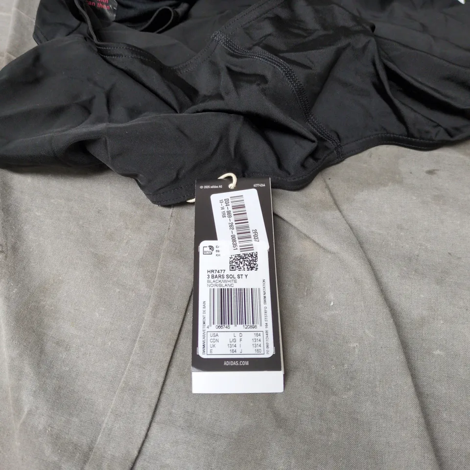 ADIDAS BLACK ONE-PIECE SWIMSUIT, SIZE 13-14 YEARS 