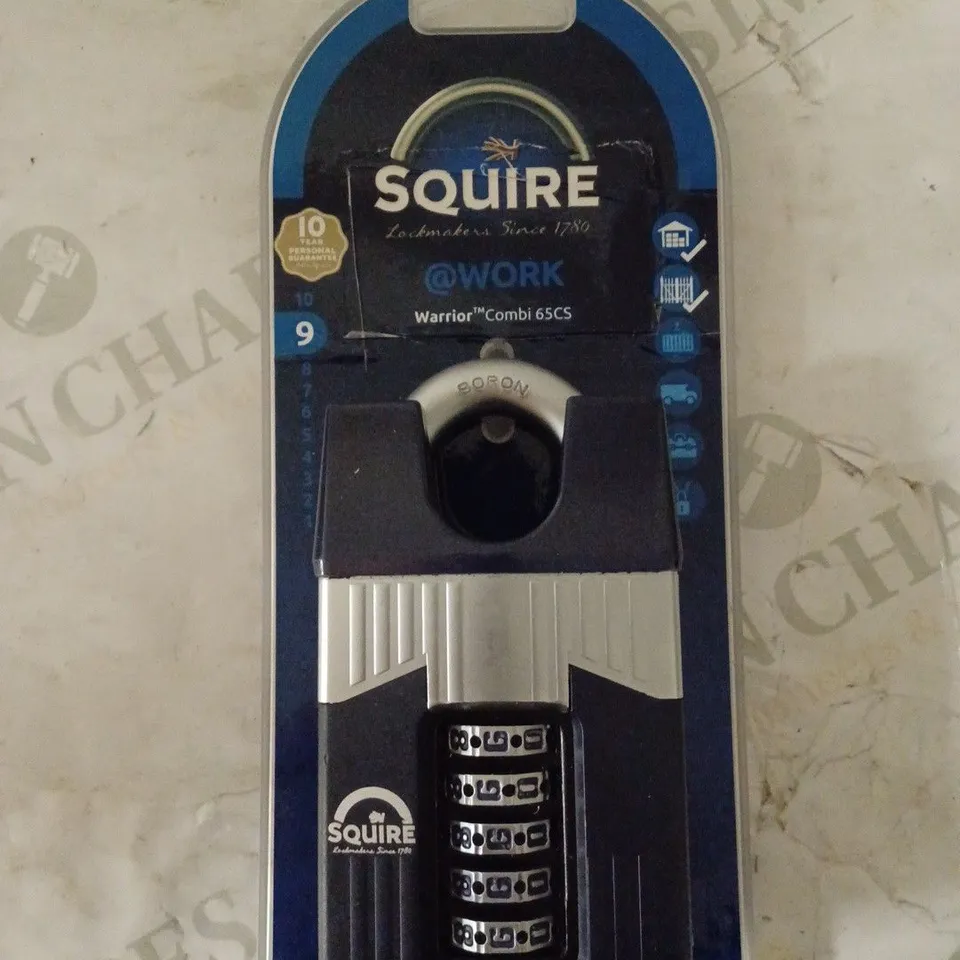 SQUIRE HENRY WARRIOR 5 WHEEL CLOSED SHACKLE COMBINATION PADLOCK, 65 MM