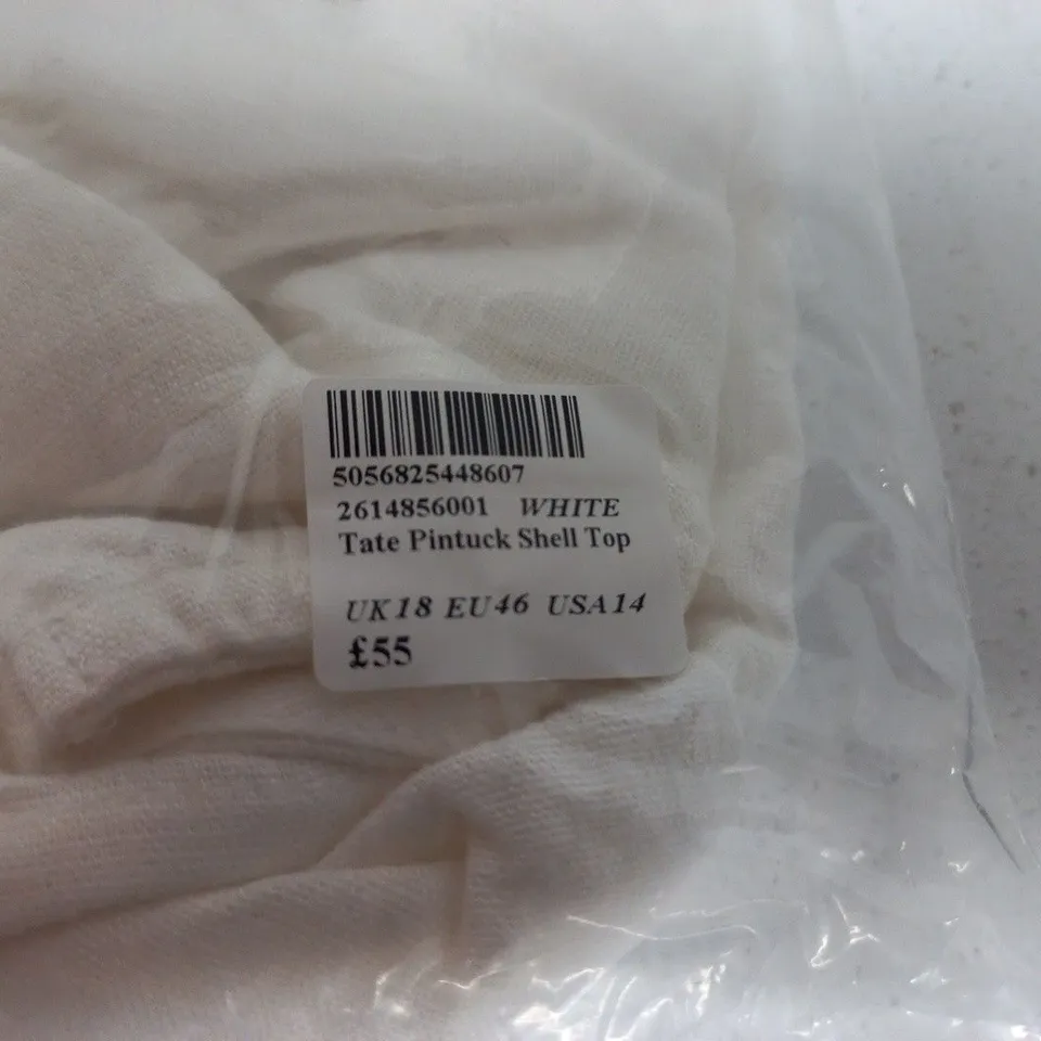 NOBODY'S CHILD WHITE TATE PINTUCK SHELL TOP UK 18 