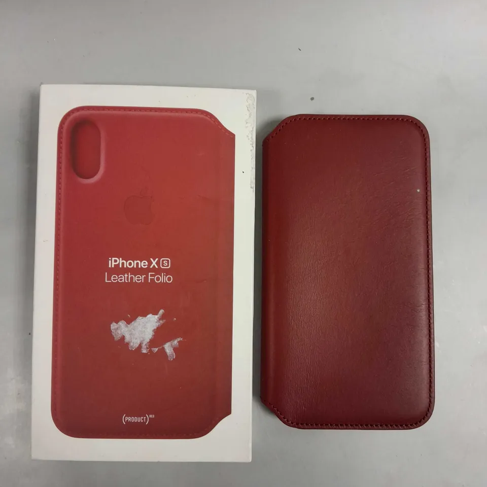 BOXED APPLE IPHONE XS LEATHER FOLIO CASE IN RED