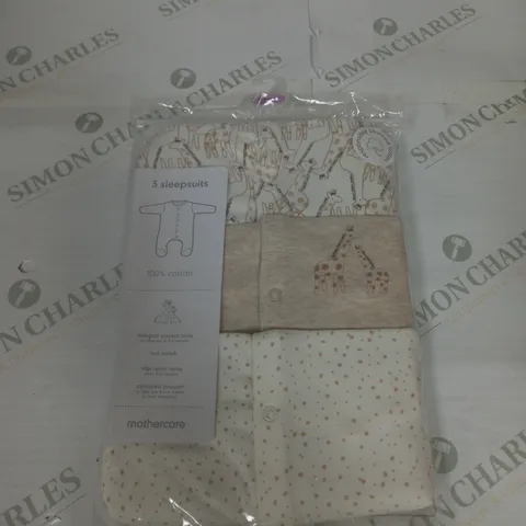 PACK OF 3 BABY SLEEPSUITS SIZE 6-9 MONTHS