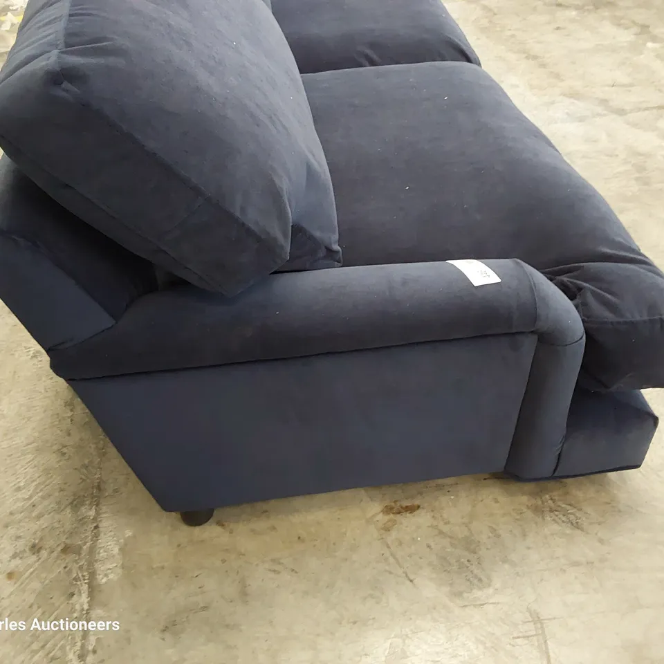 QUALITY BRITISH DESIGNER LOUNGE Co. HOLLY THREE SEATER SOFA NAVY PLUSH FABRIC 
