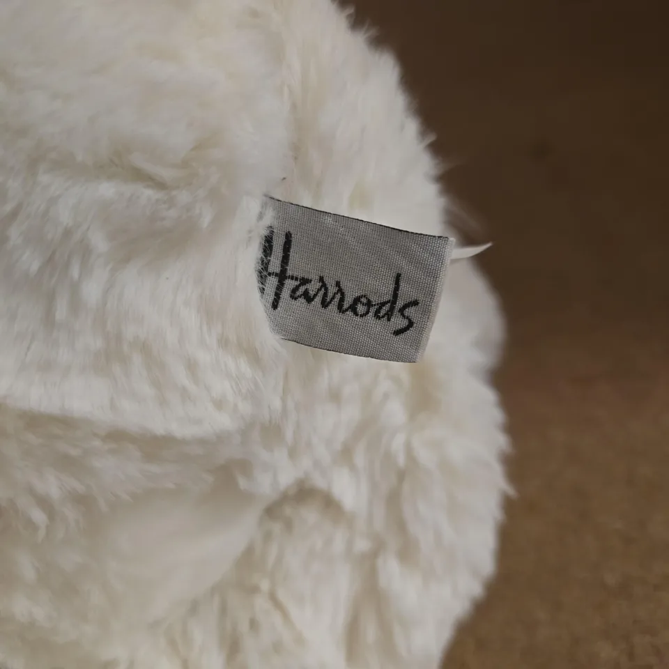 HARRODS TEDDY BEAR – WHITE PLUSH WITH RED HOODED JACKET (2018)