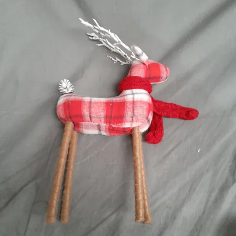 38 CM TARTAN STANDING REINDEER WITH SCARF CHRISTMAS DECORATION