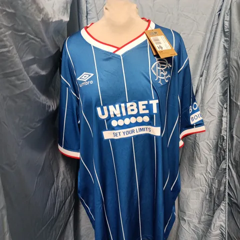 RANGERS FC UMBRO BLUE PINSTRIPE FOOTBALL SHIRT – UNIBET SPONSOR – UK 2XL