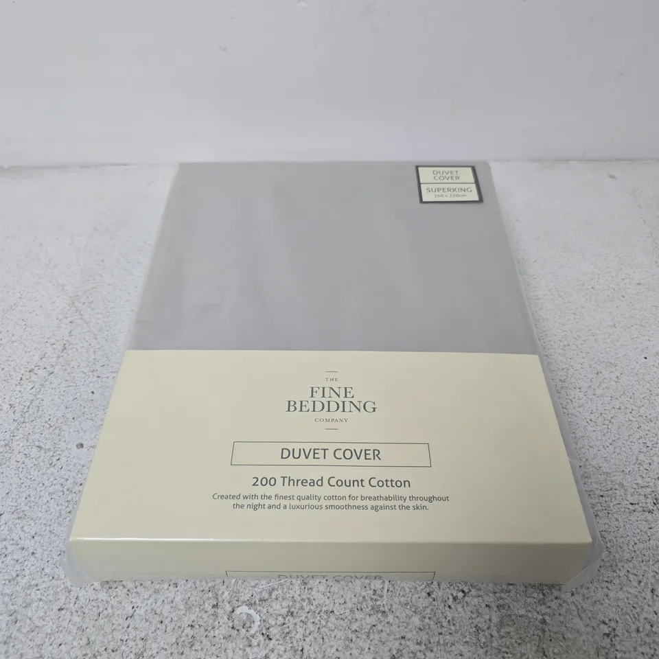 6 X THE FINE BEDDING COMPANY 200 THREAD COUNT COTTON DUVET COVERS IN GREY - SUPER KING