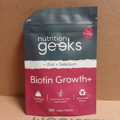 NUTRITION GEEKS BIOTIN GROWTH+ (180 VEGAN TABLETS)
