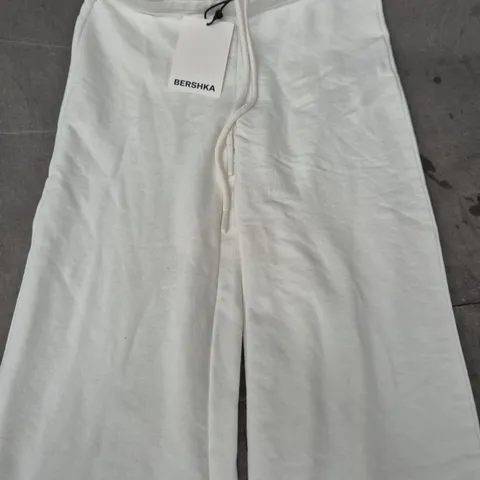 BERSHKA WHITE DRAWSTRING FLARED JOGGERS, WOMEN’S, SIZE S