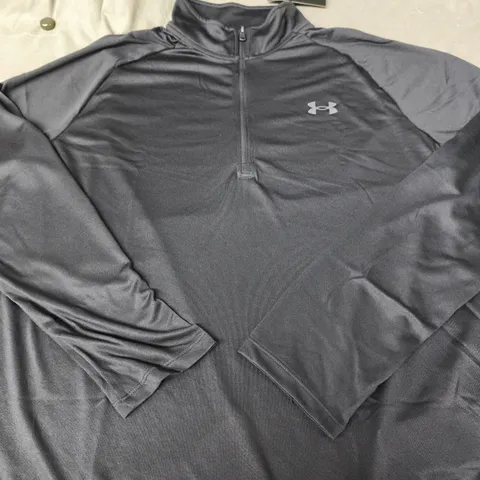 UNDER ARMOUR MEN'S QUARTER ZIP TOP – CHARCOAL, SIZE L