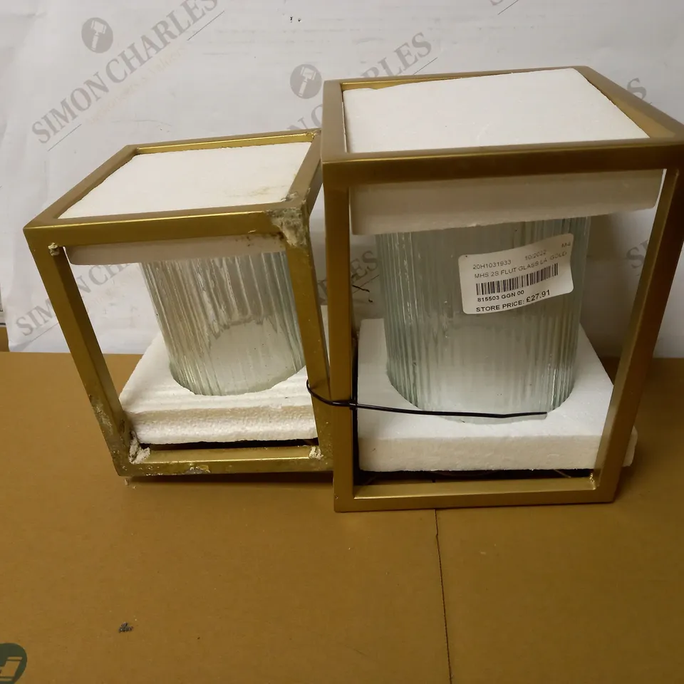 MY HOME STORIES SET OF FLUTED GLASS HURRICANE LANTERNS
