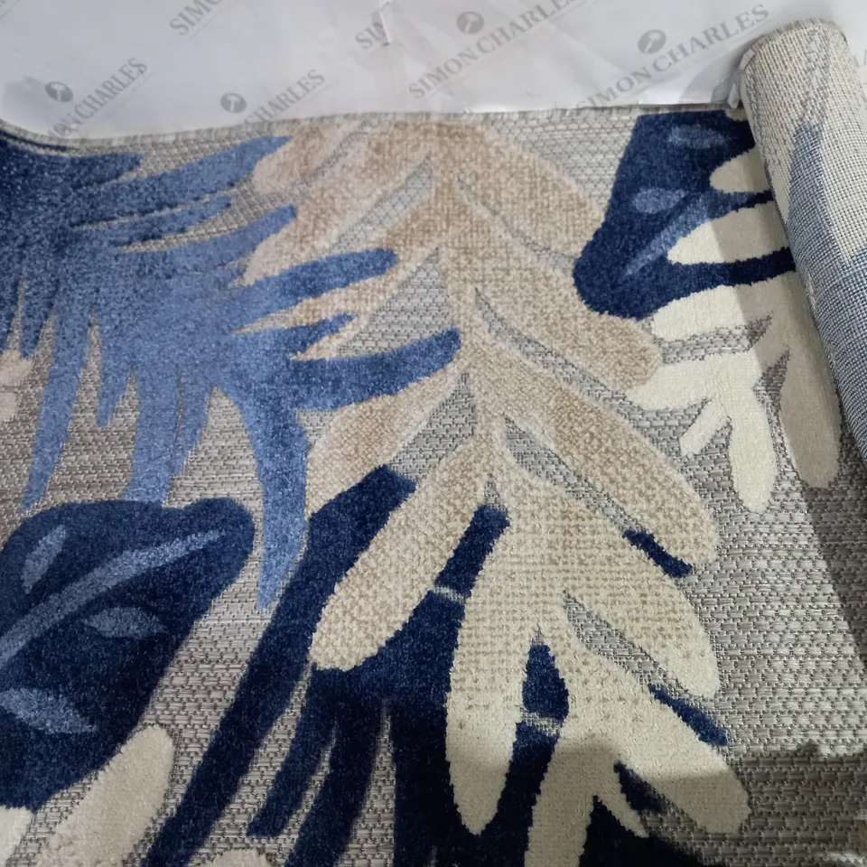 NOURISON TEXTURED BOTANICAL INDOOR OURDOOR RUG 70CM X 50CM