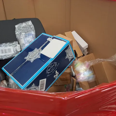 PALLET OF ASSORTED HOUSEHOLD ITEMS AND PRODUCTS TO INCLUDE;TEA CUPS,STEAM CLEANER,CUSHION