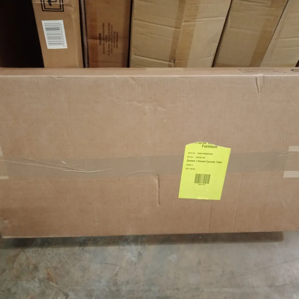 BOXED CORONA 1 DRAWER CONSOLE TABLE (1 BOX)