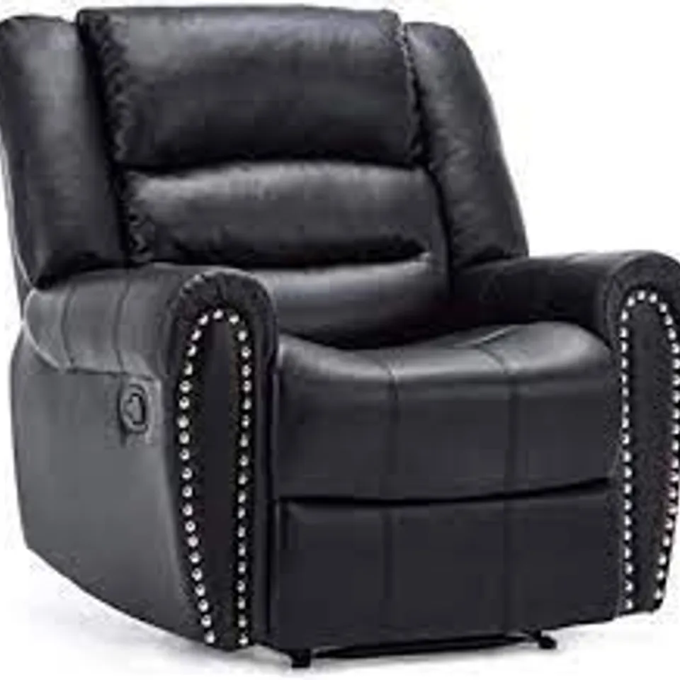 BOXED DENVER BLACK LEATHER MANUAL RECLINING EASY CHAIR (1 BOX) RRP £349.99