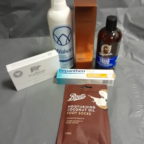 APPROXIMATELY 20 ASSORTED HEALTH & BEAUTY PRODUCTS TO INCLUDE SQUATCH MENS CONDITIONER, BEPANTHEN PLUS CREAM AND AWAKEN MOUTHWASH