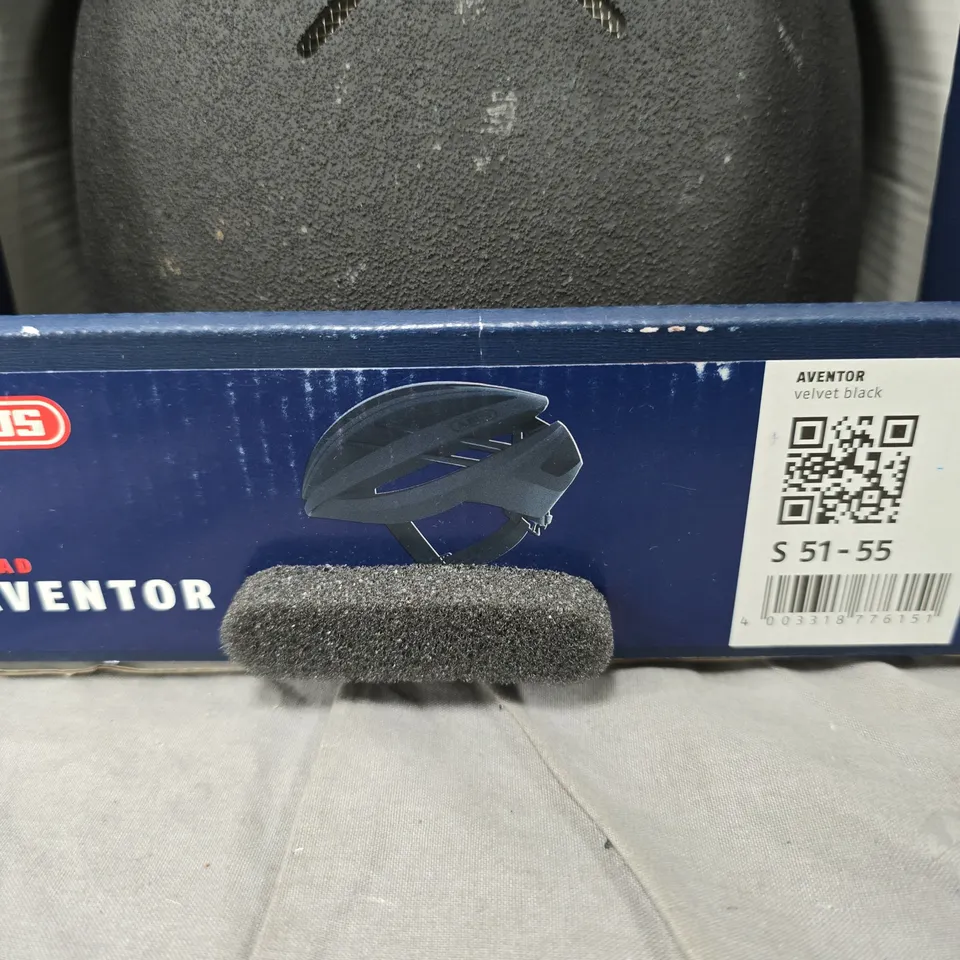 ABUS AVENTOR VELVET BLACK ROAD HELMET, SIZE S (51–55 CM) – BOXED