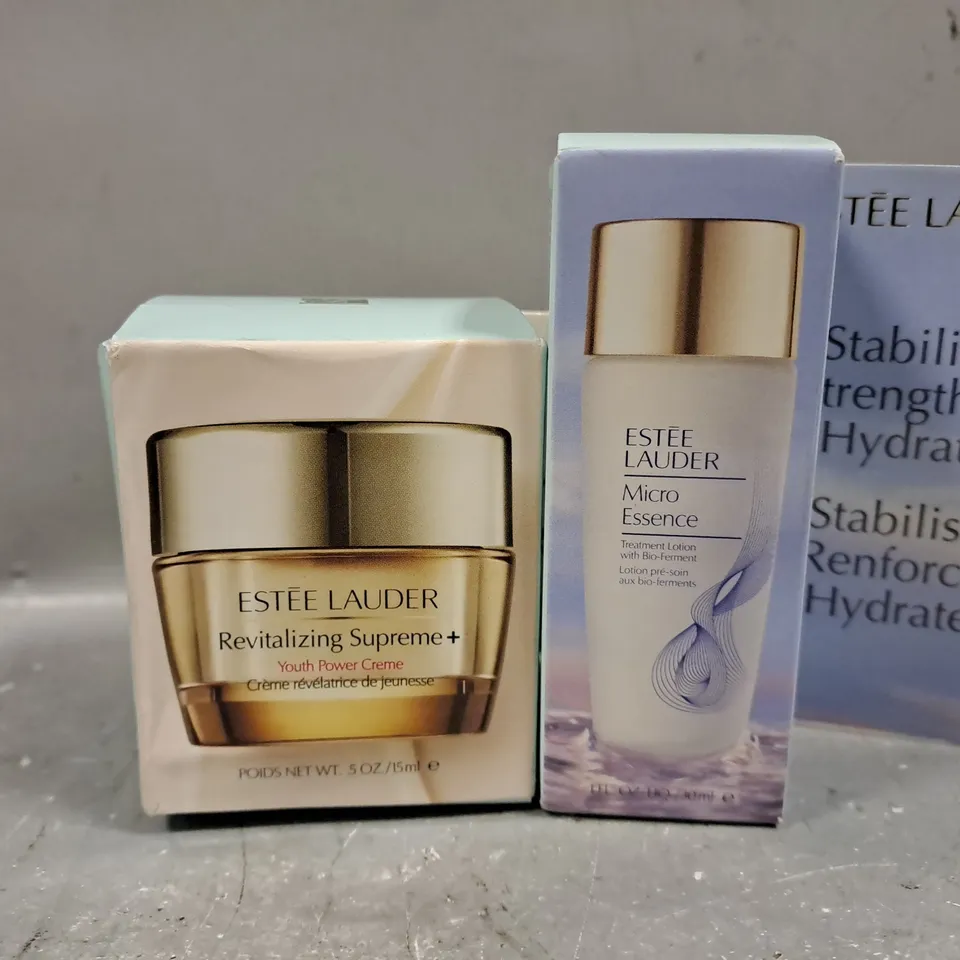 2 ESTEE LAUDER PRODUCTS TO INCLUDE REVITALIZING SUPREME+ MOISTURIZER YOUTH POWER CREME 15ML & MICRO ESSENCE TREATMENT LOTION 30ML