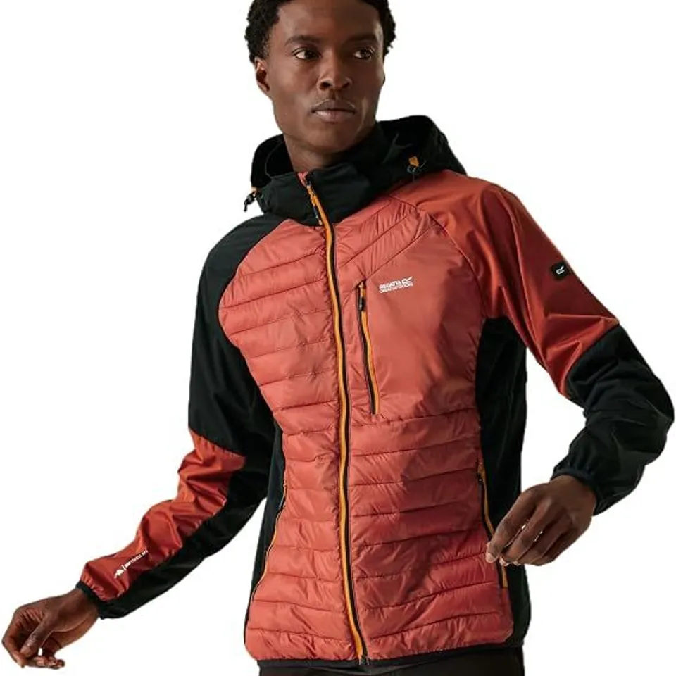BRAND NEW REGATTA MEN'S ANDRESON HYBRID JACKET IN RED OCHRE/BLACK - UK LARGE
