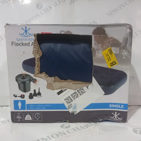 BOXED KARAN KING SINGLE FLOCKED AIR BED