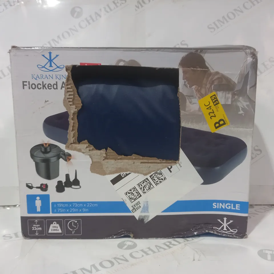 BOXED KARAN KING SINGLE FLOCKED AIR BED