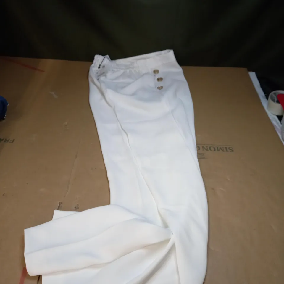 WHITE BUTTONED LADIES TROUSERS UK S