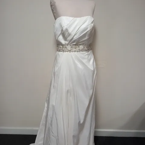 BERKETEX BRIDE ROSETTA NICOLINI WHITE & SILVER WEDDING DRESS - SIZE 16