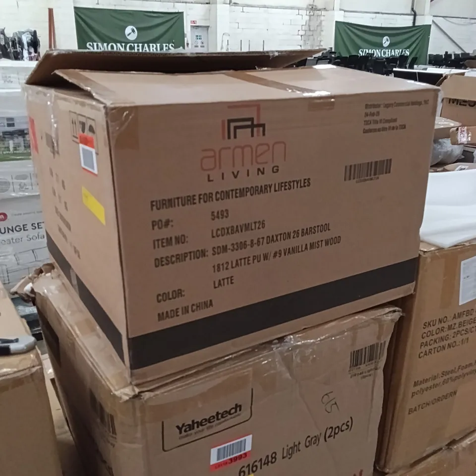 BOXED ARMEN LIVING DAXTON 26 BAR STOOL - LATTE/WOOD (1 BOX)