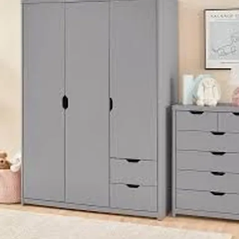 BOXED ASPEN 3 DOOR, 2 DRAWER WARDROBE - GREY OAK EFFECT (2 BOXES)