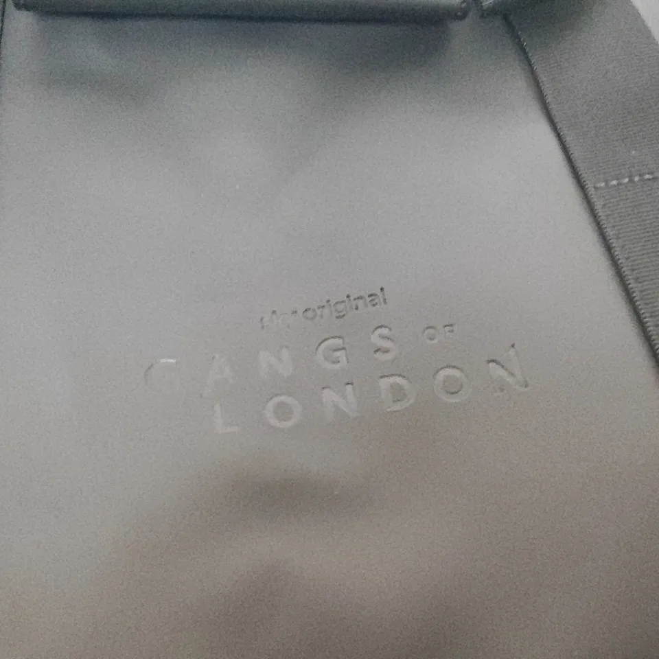 RAINS LONDON WATERPROOF BLACK DUFFEL BAG WITH GANGS OF LONDON SKY BRANDING