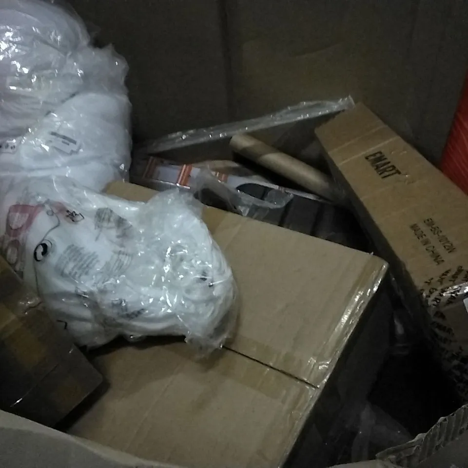 PALLET OF ASSORTED ITEMS INCLUDING CHRISTMAS TREES, BATHROOM FLOOR CABINET, DRAWING & SKETCHING BOARD, AQUARIUM LED LIGHT