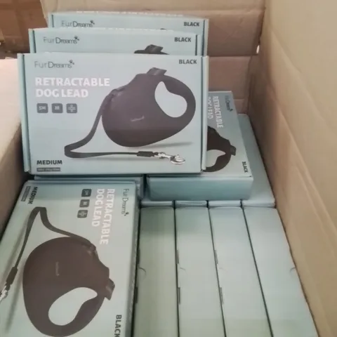 BOX CONTAINING APPROXIMATELY 25 BOXED RETRACTABLE DOG/PET LEADS