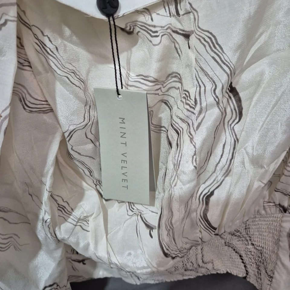 MINT VELVET MARBLE PRINT BLOUSE – CREAM, SIZE M SIZE UNSPECIFIED
