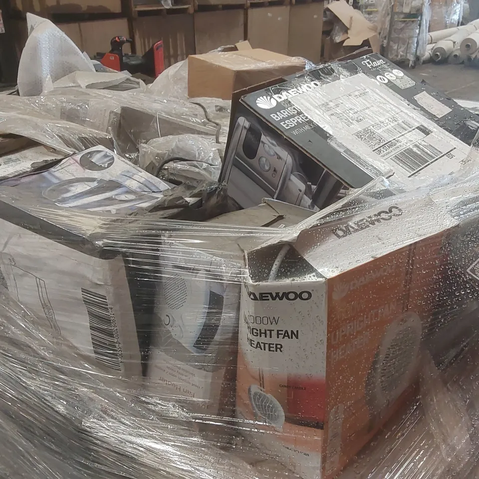 PALLET CONTAINING A VERY LARGE QUANTITY OF ASSORTED ELECTRIC ITEMS INCLUDING: DAEWOO KETTLE, CONVECTOR HEATERS, FAN HEATERS ECT