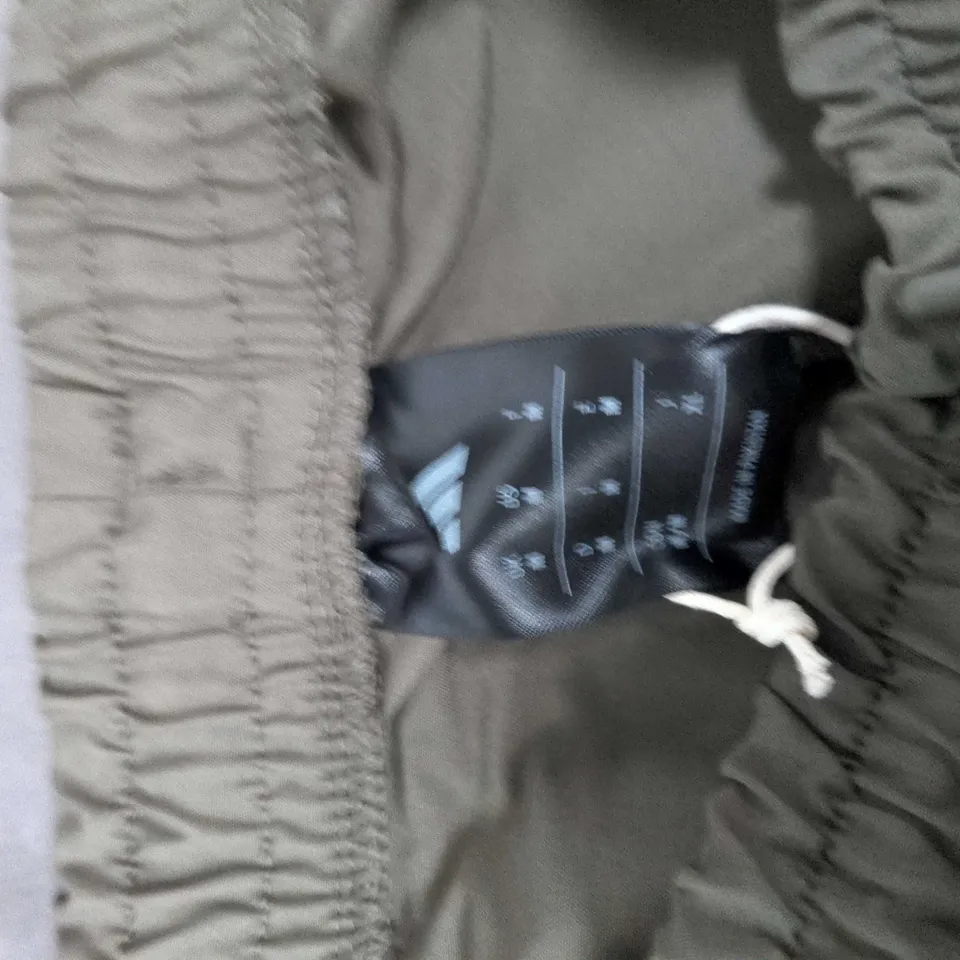 ADDIDAS MEN'S OLIVE GREEN CARGO TROUSERS WITH DRAWSTRING WAIST