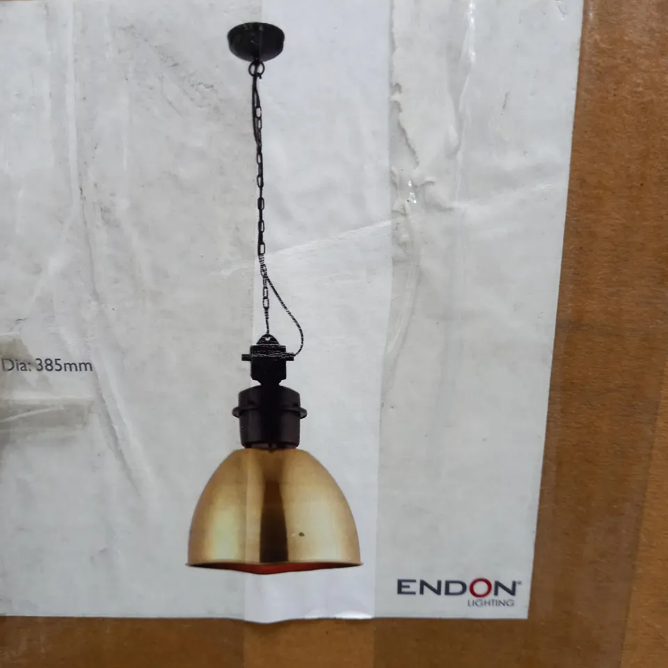 BOXED ENDON LIGHTING FORD MODERN BRASSD 1-LIGHT CEILING PENDANT LIGHT IN ALUMINIUM