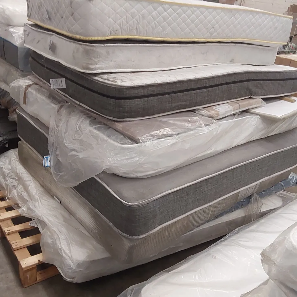 PALLET CONTAINING 7 MATTRESSES, 4 HEADBOARDS