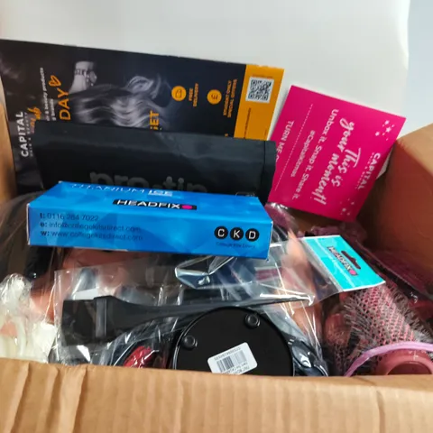 BOX OF ASSORTED HAIRDRESSING ACCESSORIES