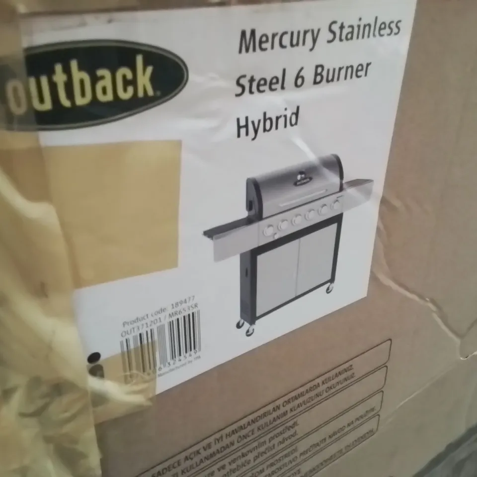 BOXED OUTBACK MERCURY STAINLESS STEEL 6 BURNER HYBRID BBQ