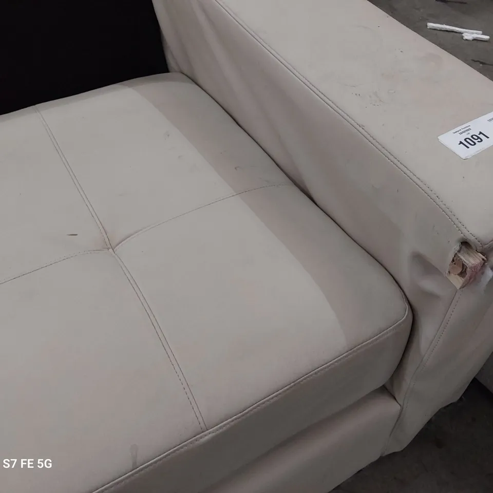 DESIGNER CHAISE SOFA BEIGE PU 