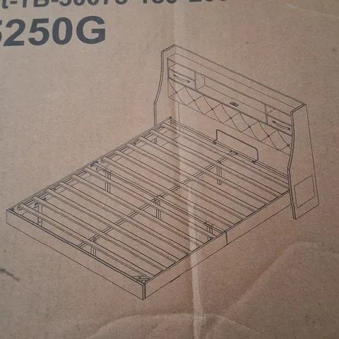 BOXED UPHOLSTERED KING STORAGE BED, GREY (2 BOXES)